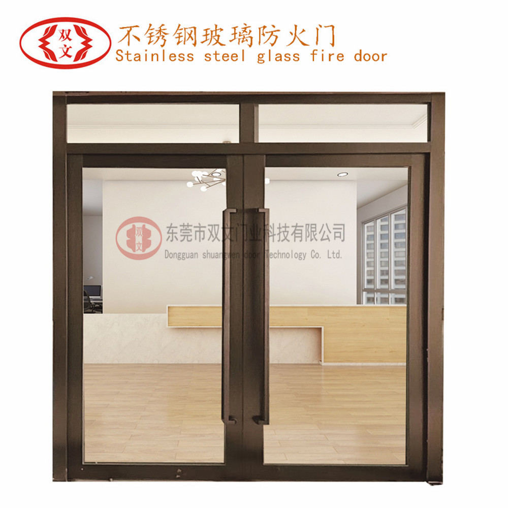 玫瑰金不銹鋼玻璃防火門